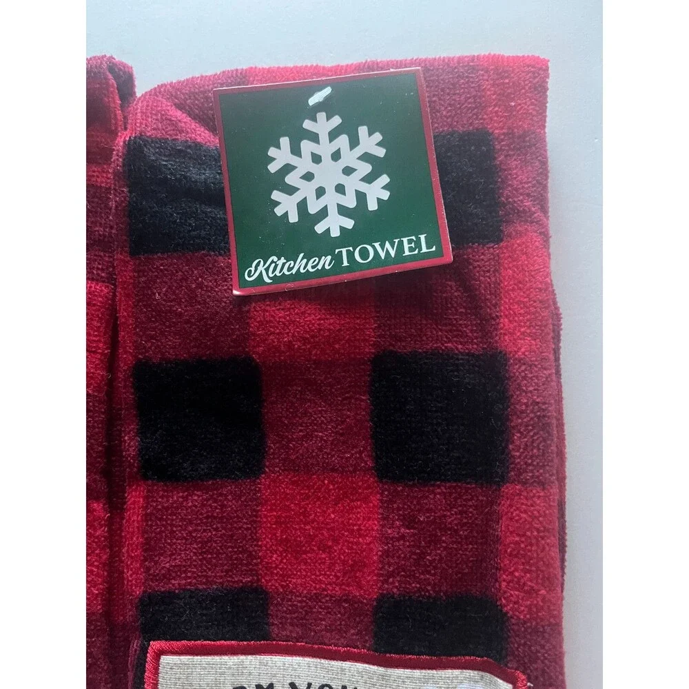 Christmas Winter Kitchen Dish Towels Hot Cocoa Warm 100% Cotton Set of 2